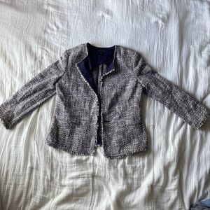 Anne Taylor Fringe Tweed Blazer Jacket